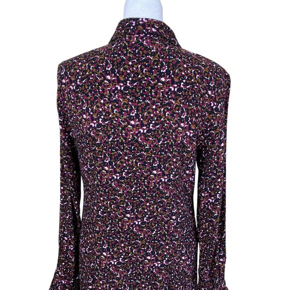 & Other Stories Sz 8 Micro Floral Midi Shirt Dress Moody Floral Print Button-up - Picture 10 of 16